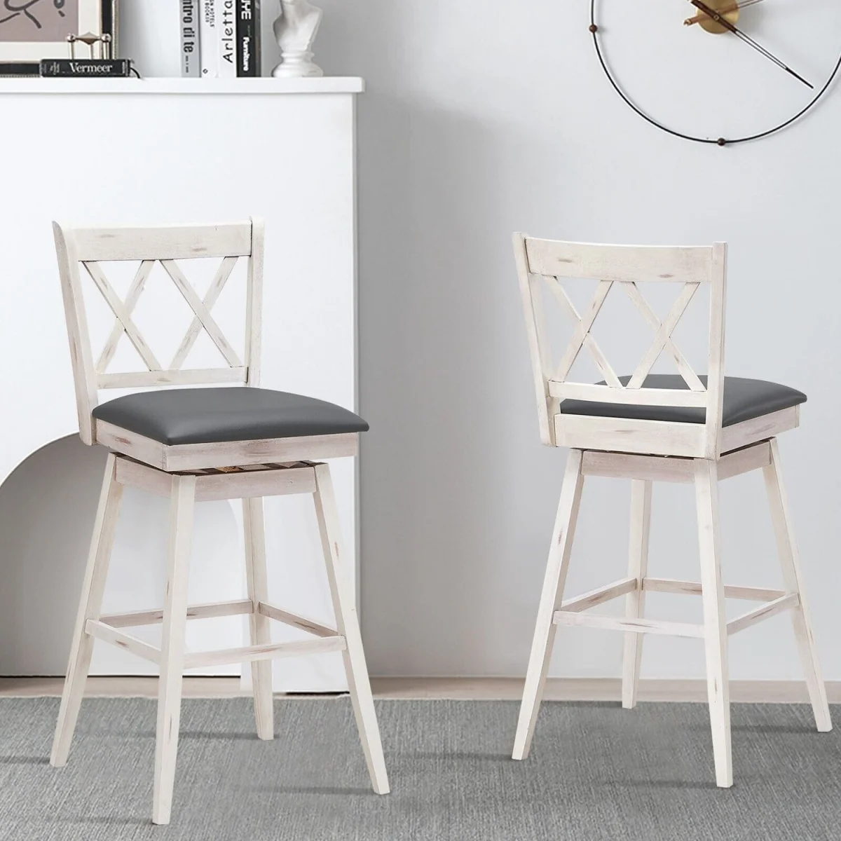 Swivel Counter Stools Set - White – image 4