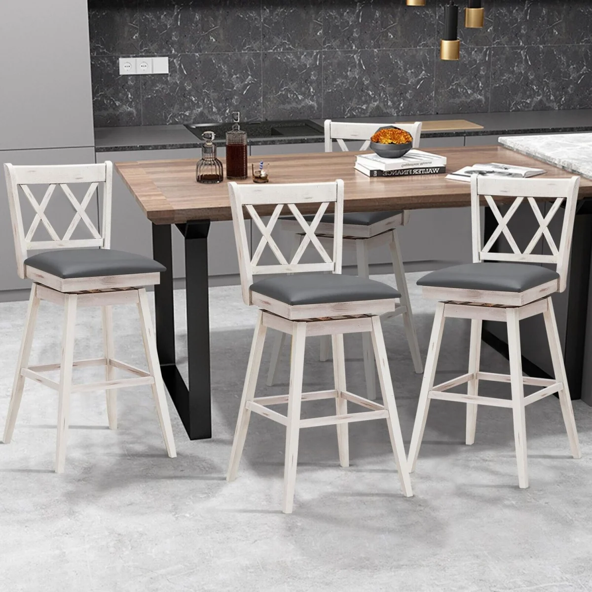 Swivel Counter Stools Set - White – image 5