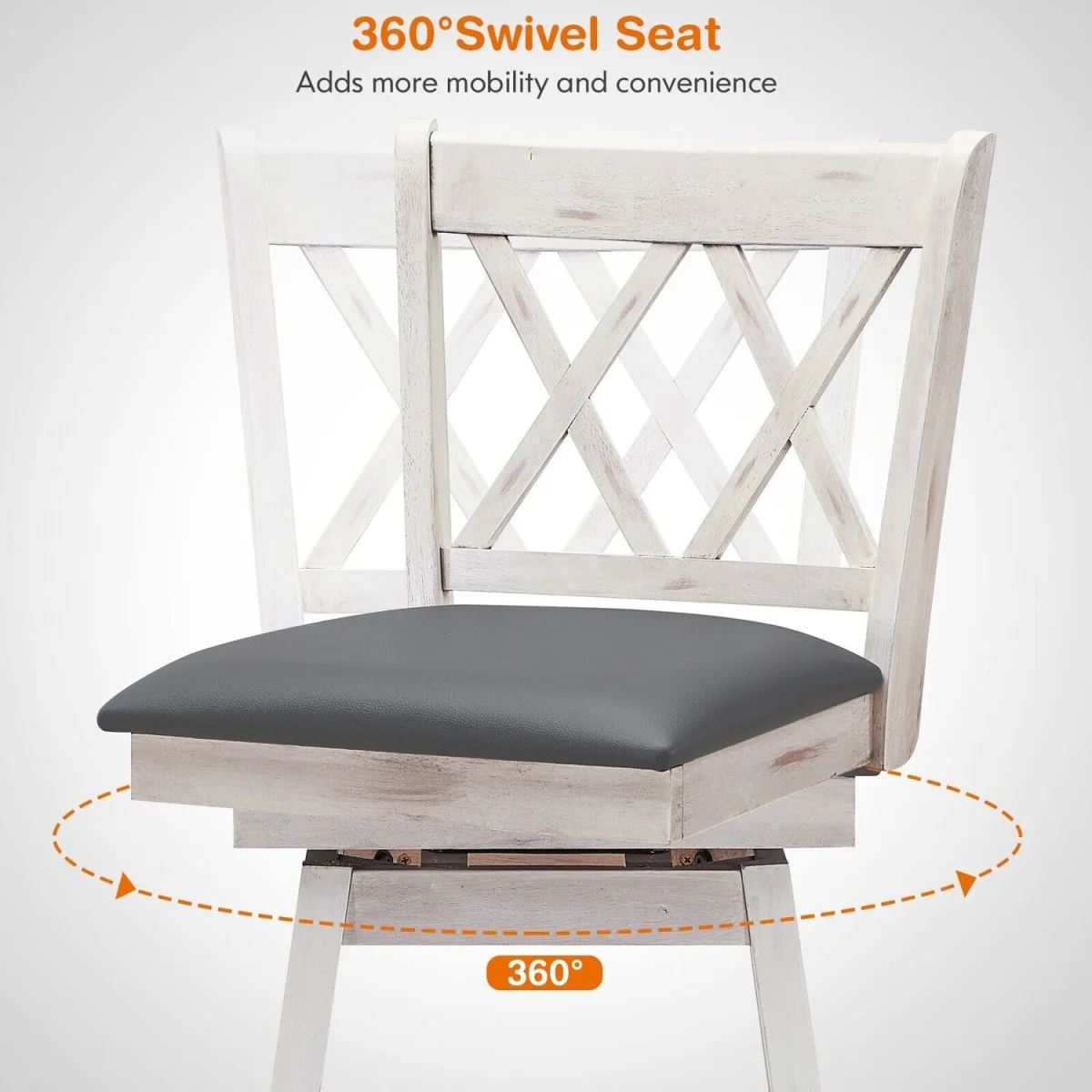 Swivel Counter Stools Set - White – image 7
