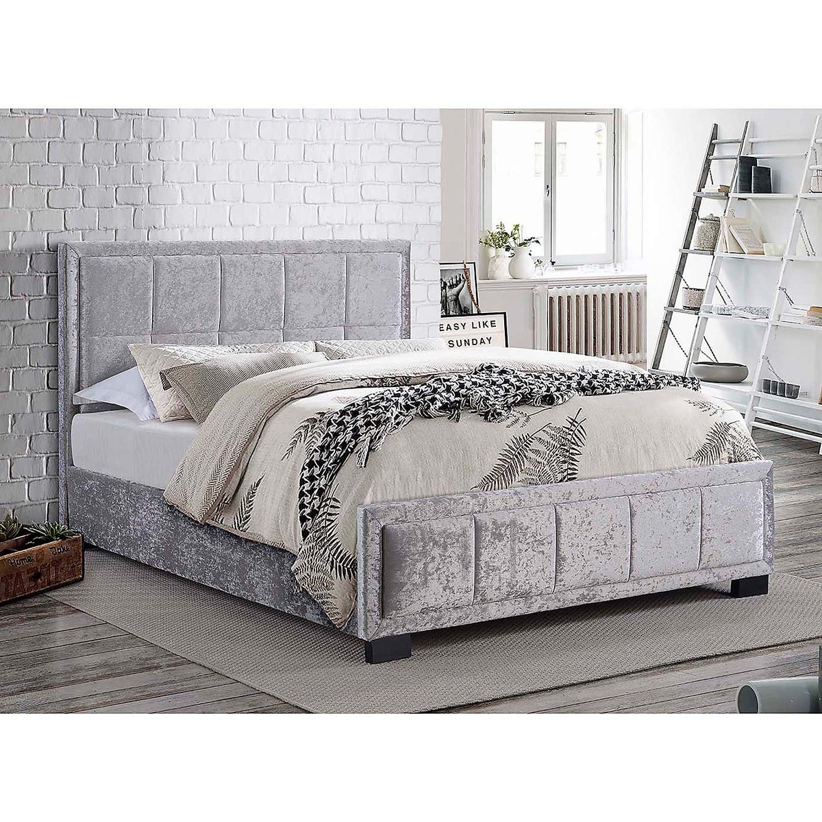 Hannover Black Crushed Velvet Bed Frame Grey