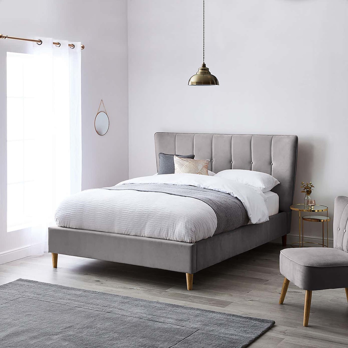 Isla Velvet Bed Frame - Light Grey Light Grey Isla – image 2