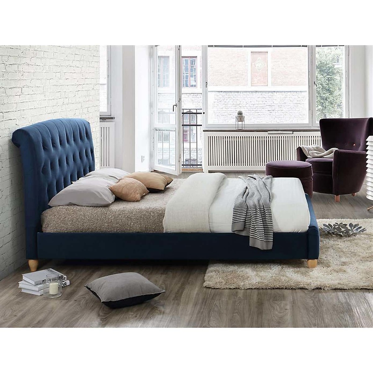 Brompton Fabric Bed Frame Blue – image 5
