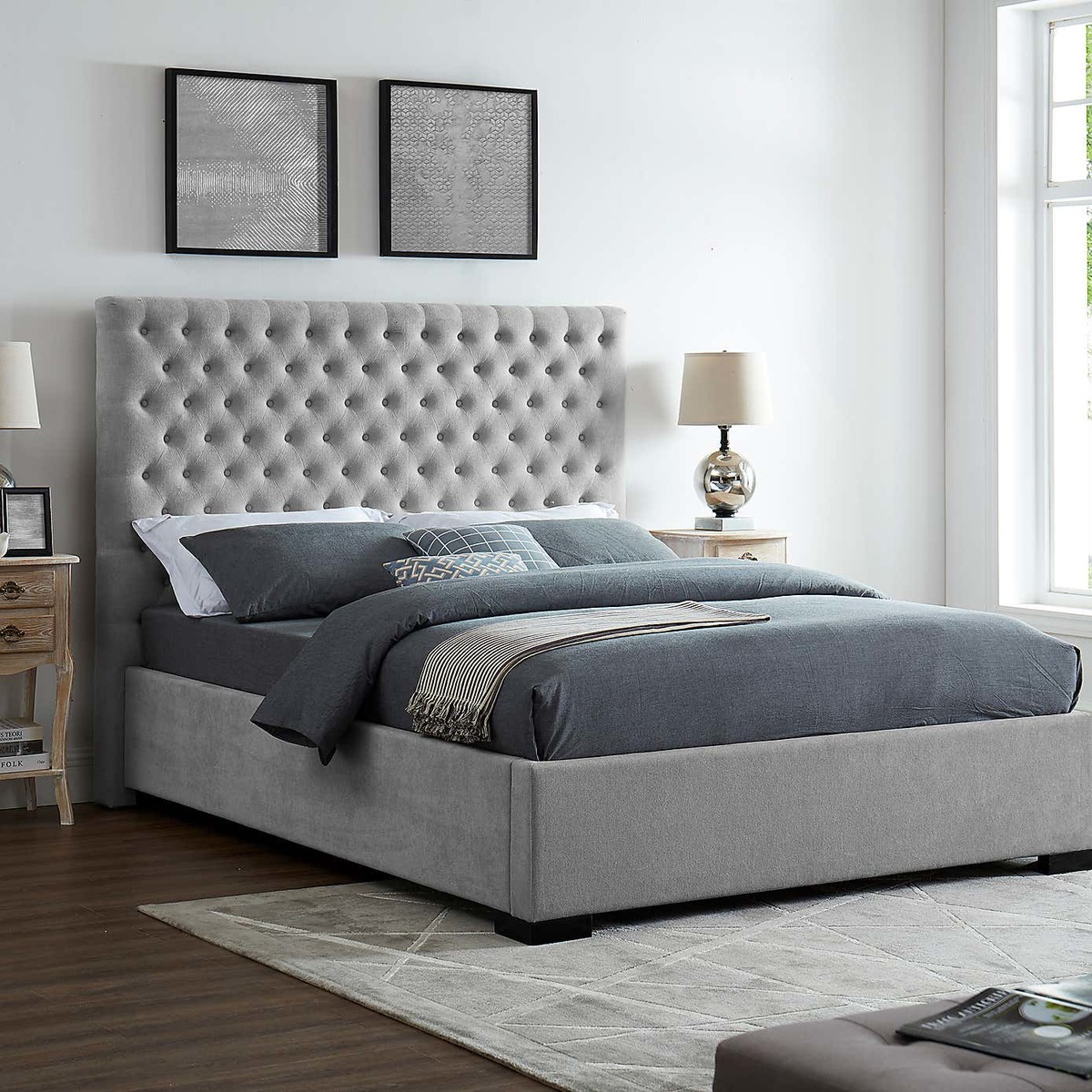Cavendish Chenille Bed Frame Grey – image 5