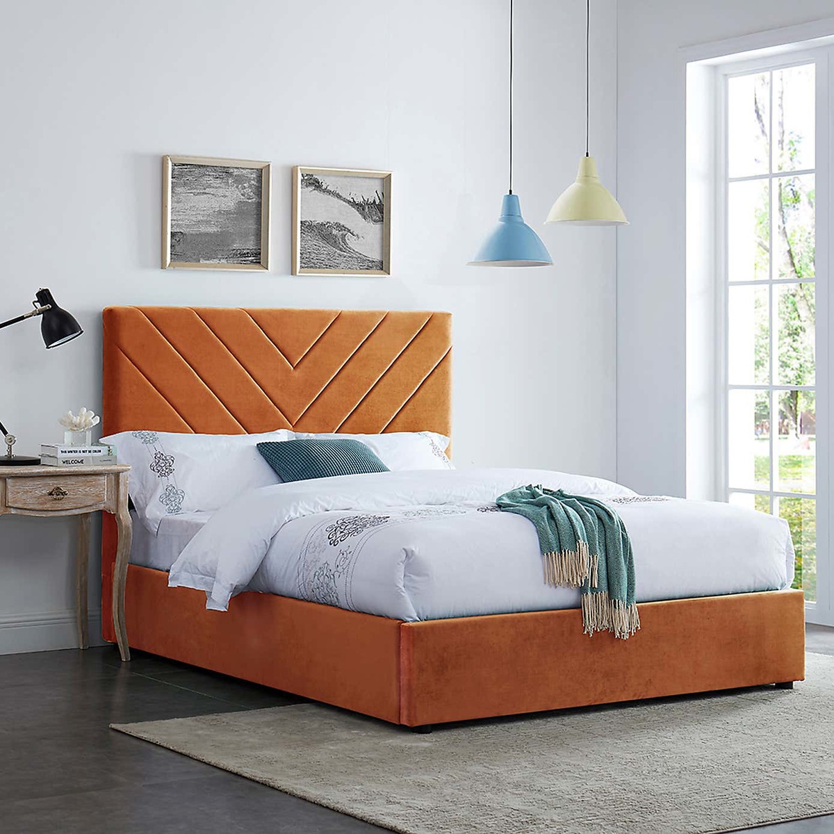 Islington Velvet Bed Frame - Orange Orange – image 4