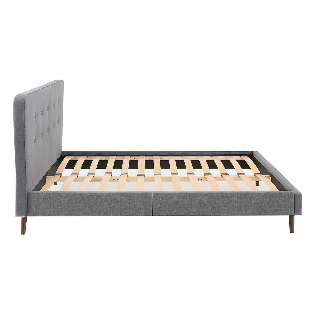 Mid Century Upholstered Bed - Light Grey Light Grey – image 5