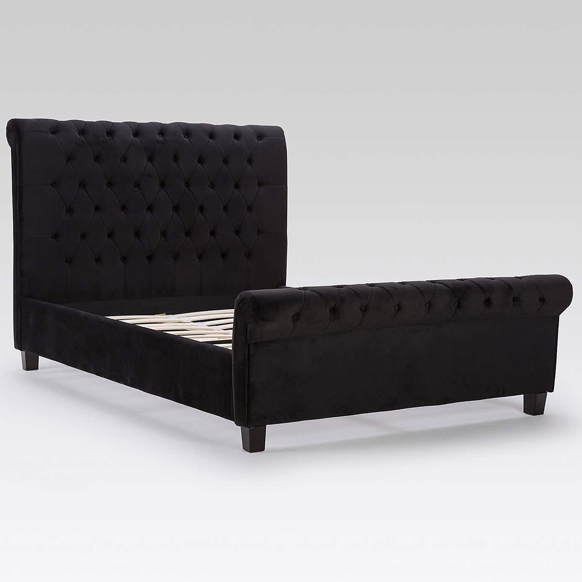 Orbit Black Velvet Upholstered Bedstead Black – image 7