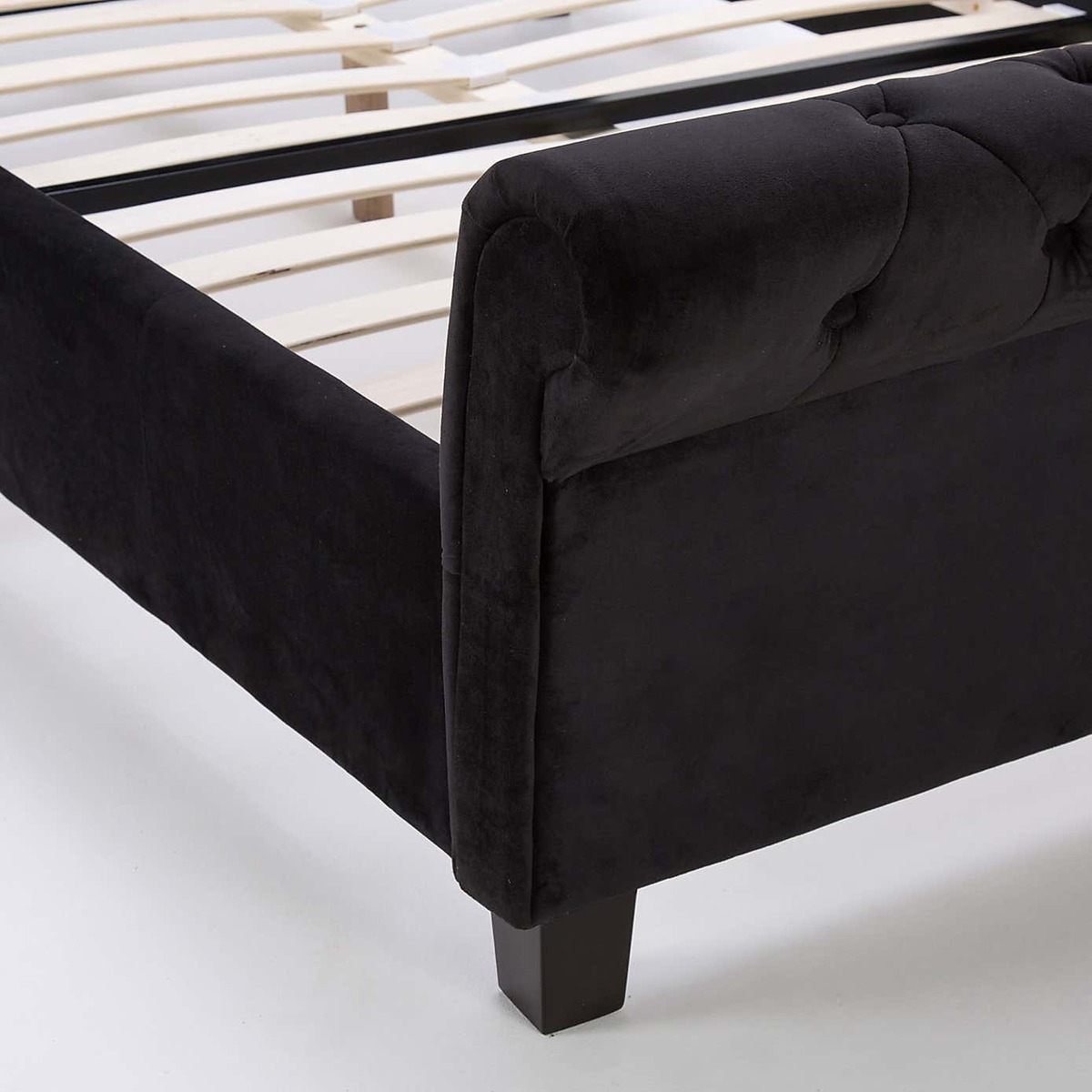 Orbit Black Velvet Upholstered Bedstead Black – image 9