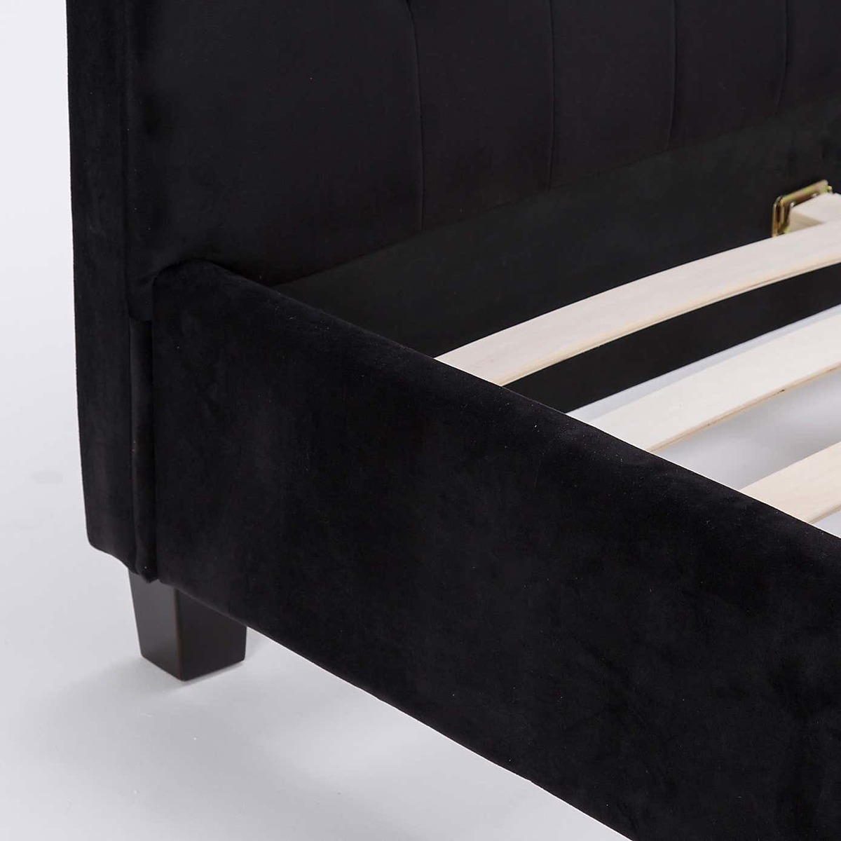 Orbit Black Velvet Upholstered Bedstead Black – image 10