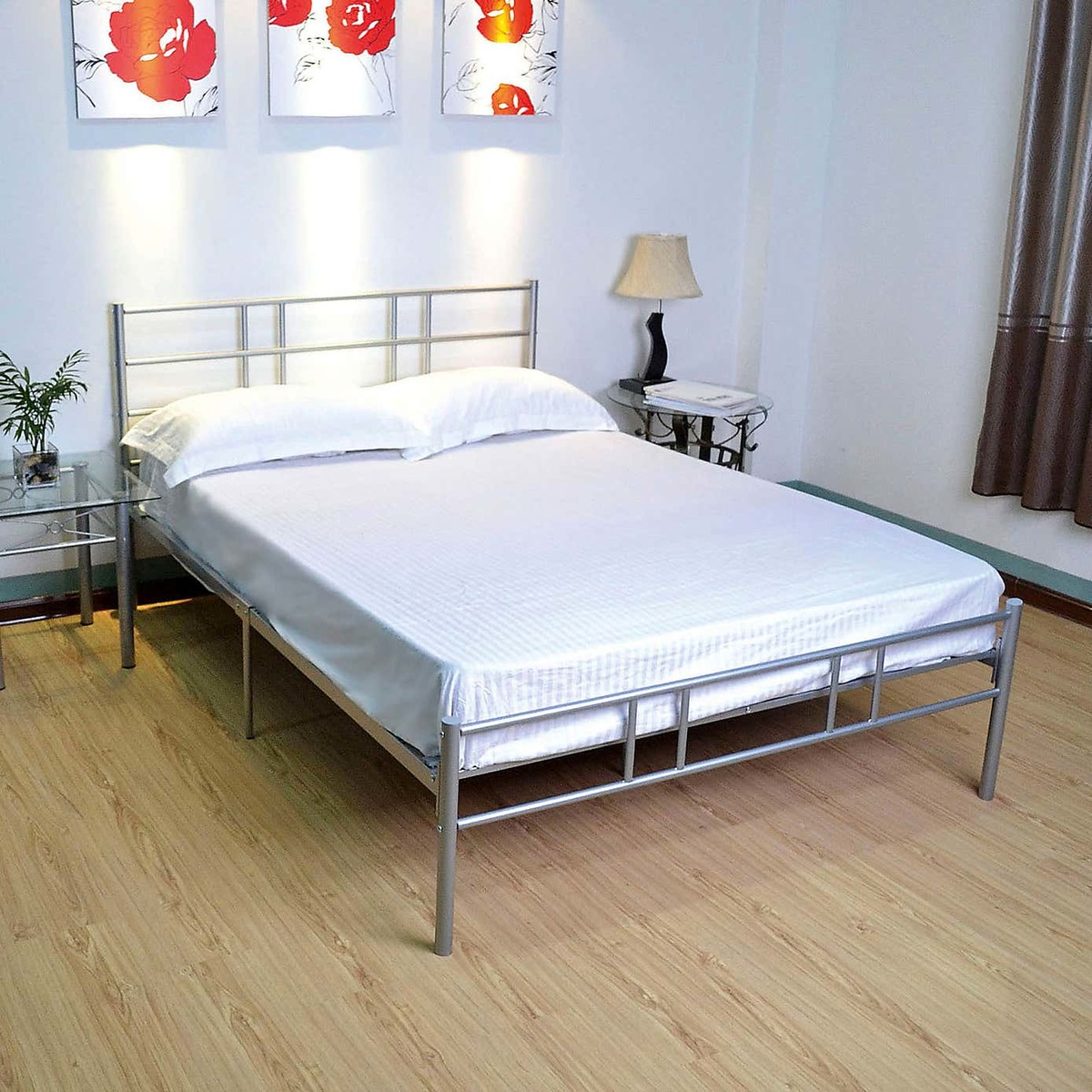 Morgan Silver Metal Bedstead Silver