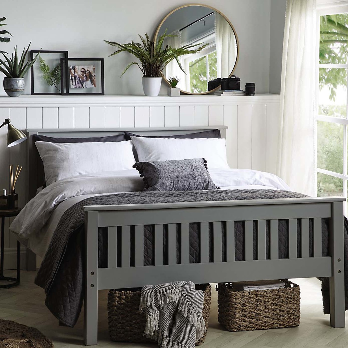 Shaker Style Wooden Bed - Grey Grey – image 7