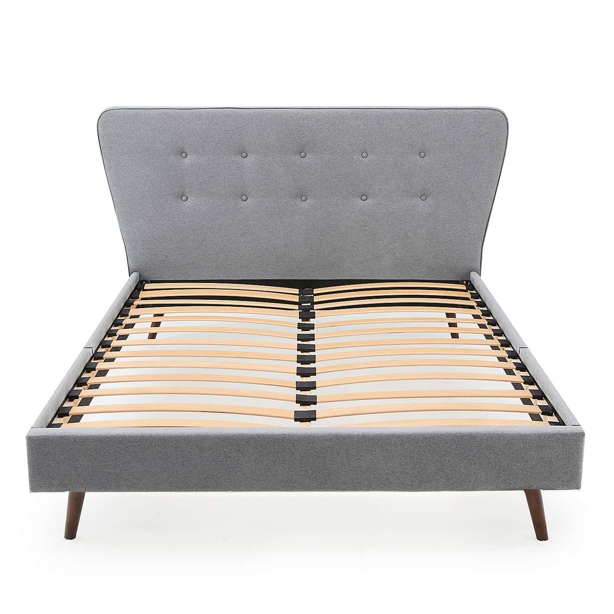 Mid Century Upholstered Bed - Light Grey Light Grey – image 3