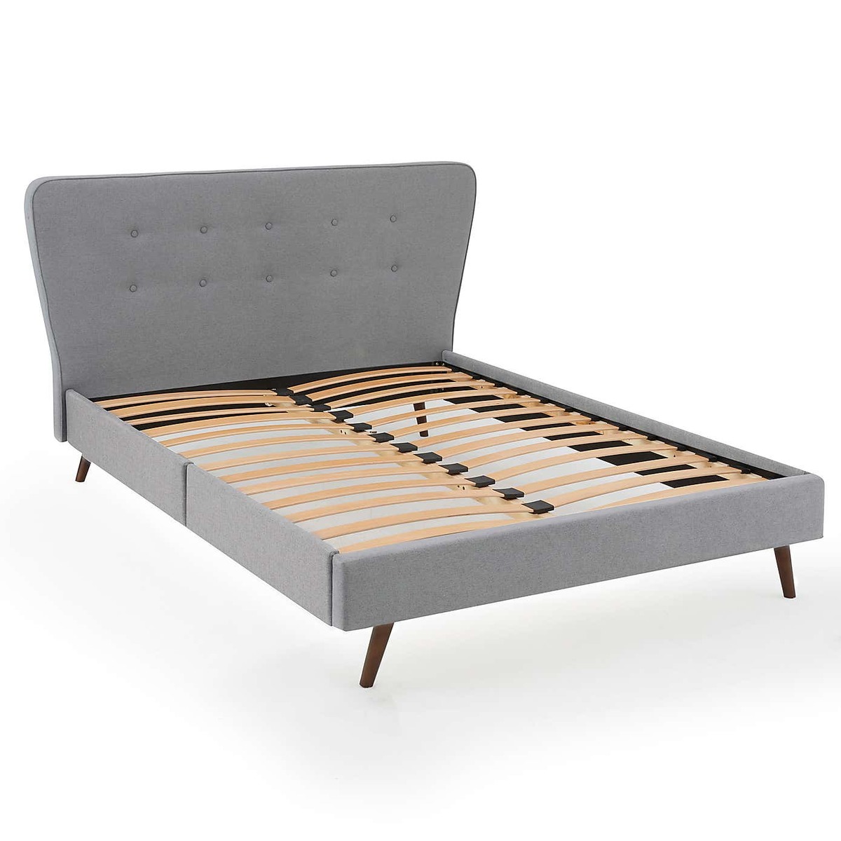 Mid Century Upholstered Bed - Light Grey Light Grey – image 4