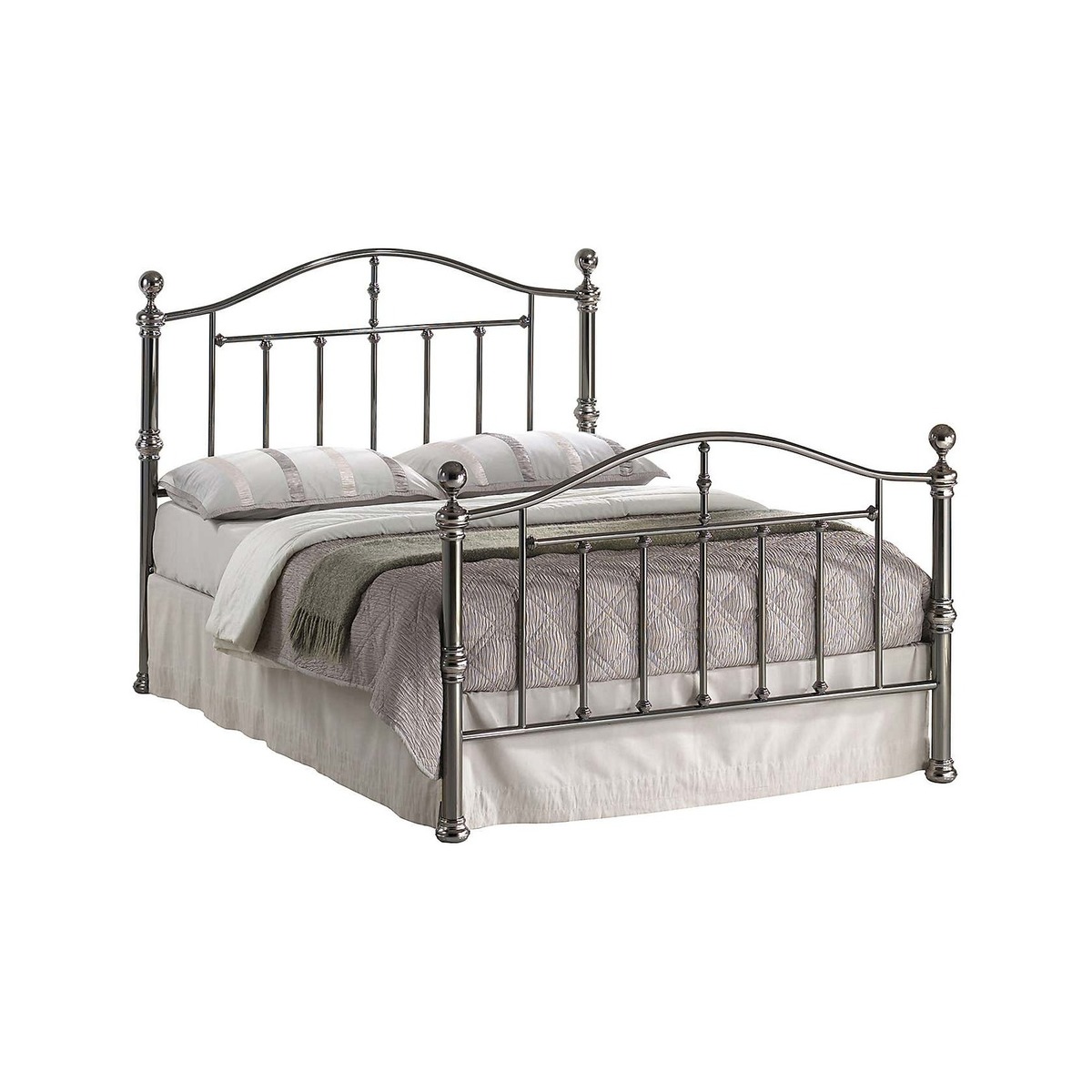 Winchester Black Nickel Plated Metal Bed Frame Silver