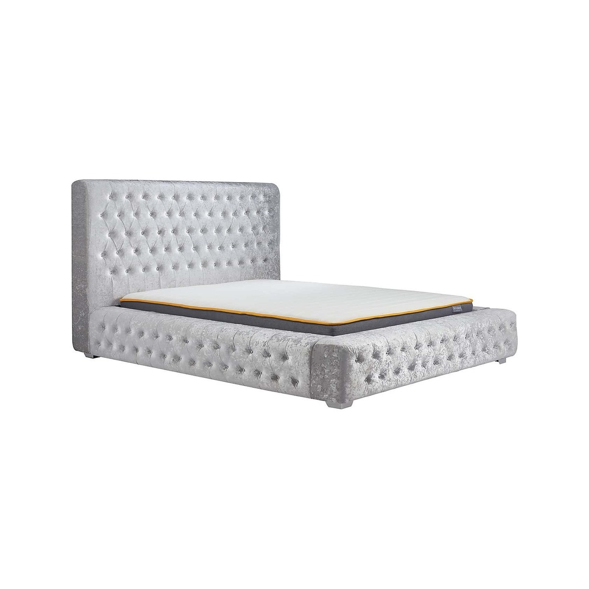 Grande Crushed Velvet Bed Grey – image 1