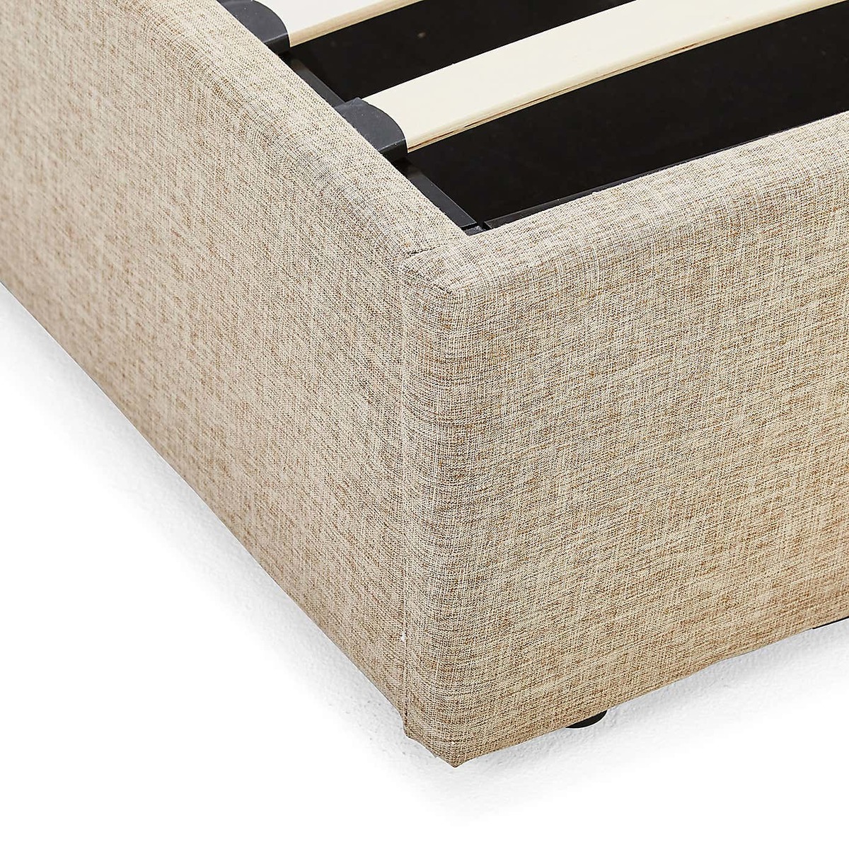 Lucca Beige Upholstered Bed Frame Beige – image 5