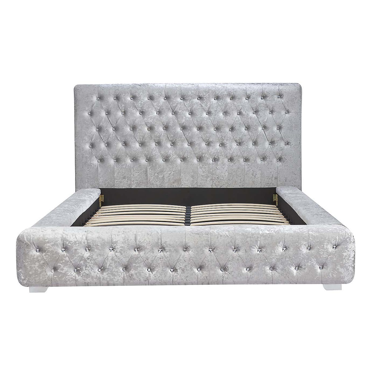 Grande Crushed Velvet Bed Grey – image 8