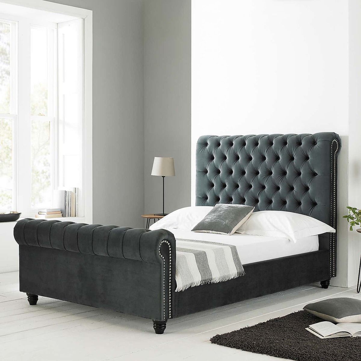 Paris Scrolled Bed Frame Dark Grey – image 3