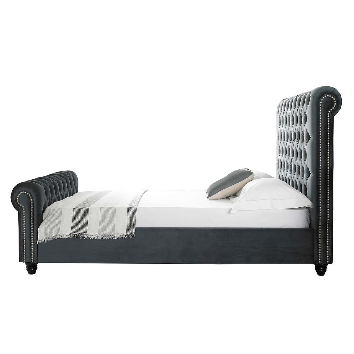 Paris Scrolled Bed Frame Dark Grey – image 4