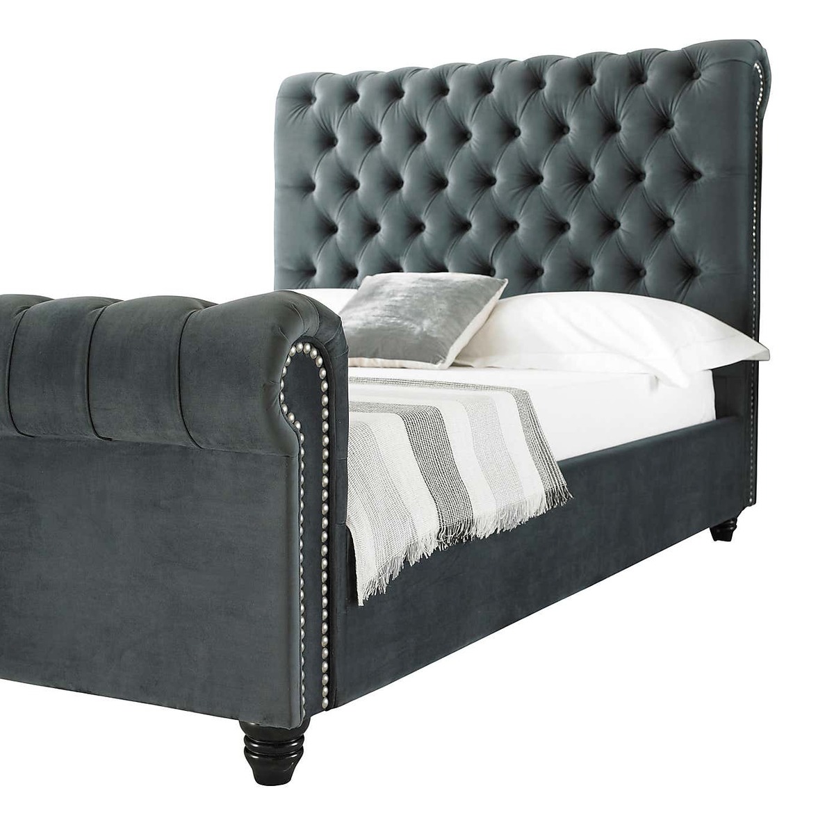 Paris Scrolled Bed Frame Dark Grey – image 5