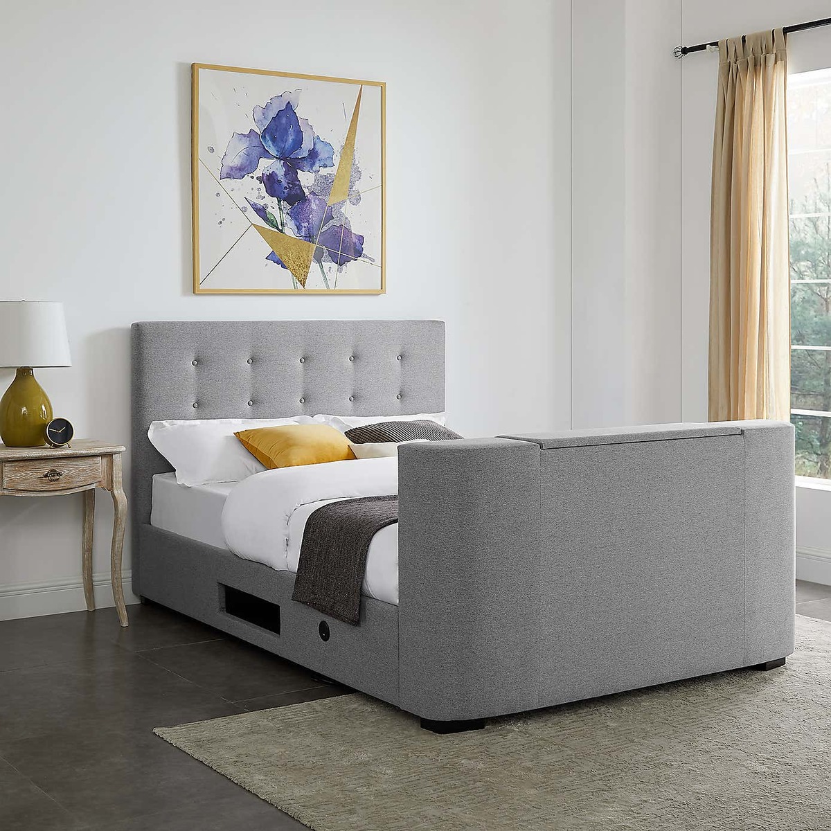 Mayfair Fabric TV Bed Frame Grey – image 4