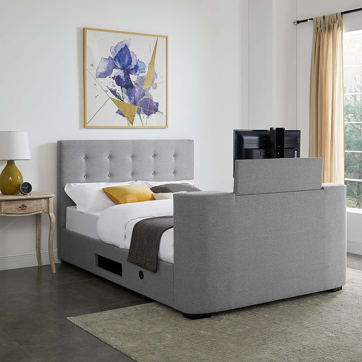 Mayfair Fabric TV Bed Frame Grey – image 5