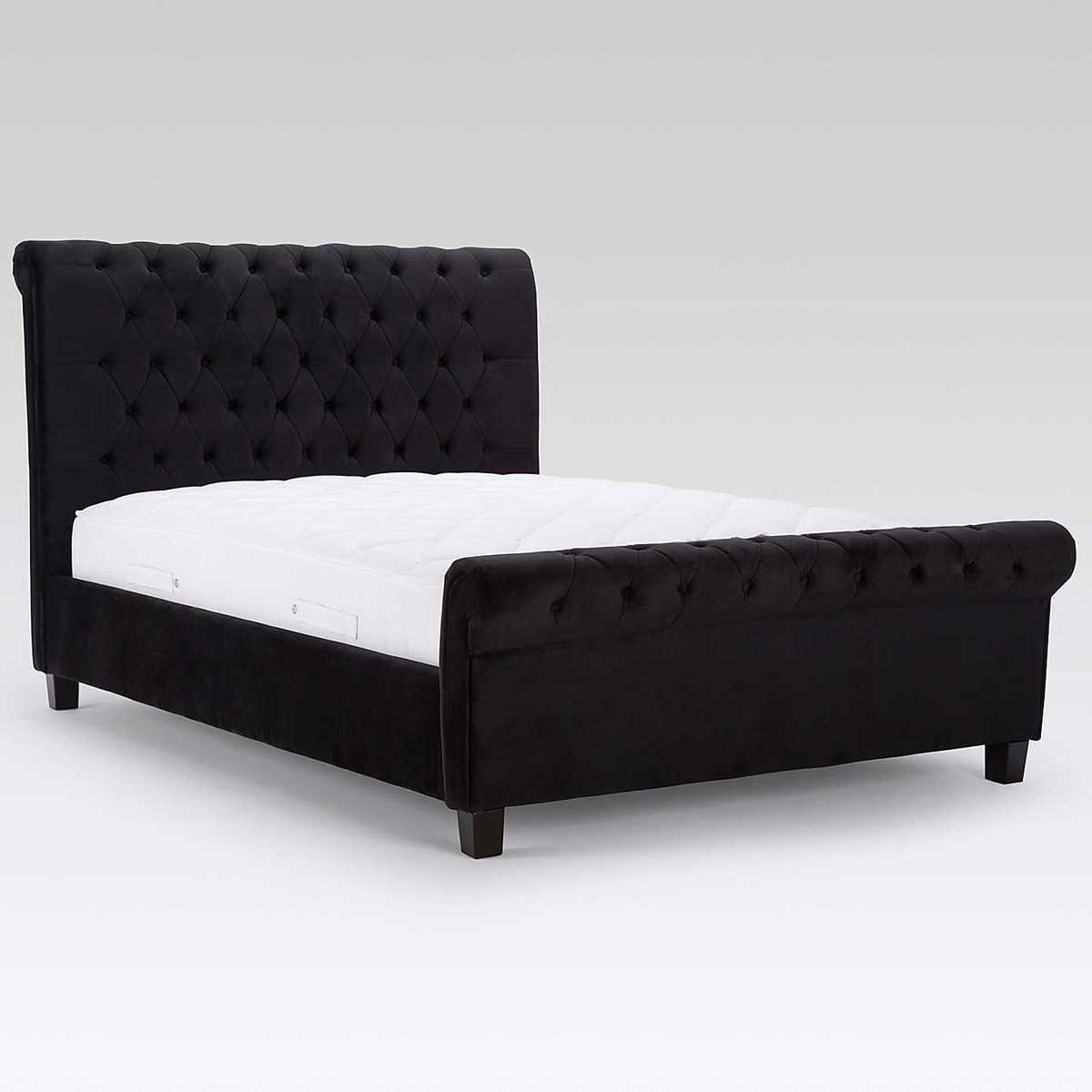 Orbit Black Velvet Upholstered Bedstead Black – image 3