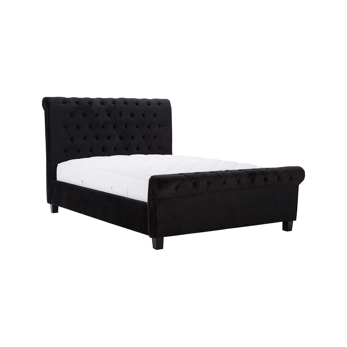 Orbit Black Velvet Upholstered Bedstead Black – image 1