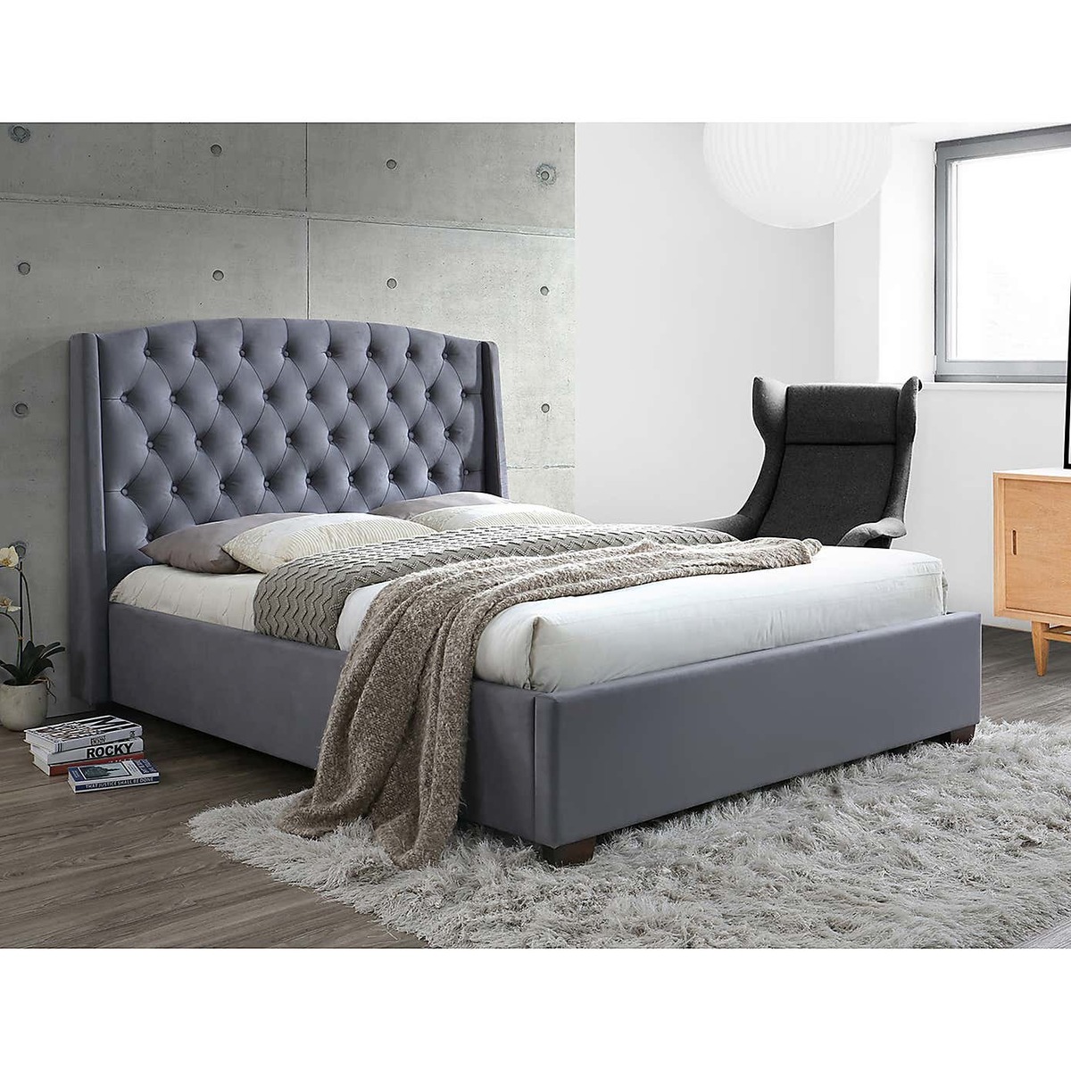 Balmoral Velvet Bed Frame Grey – image 4