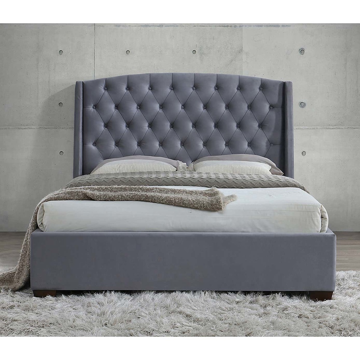 Balmoral Velvet Bed Frame Grey – image 5
