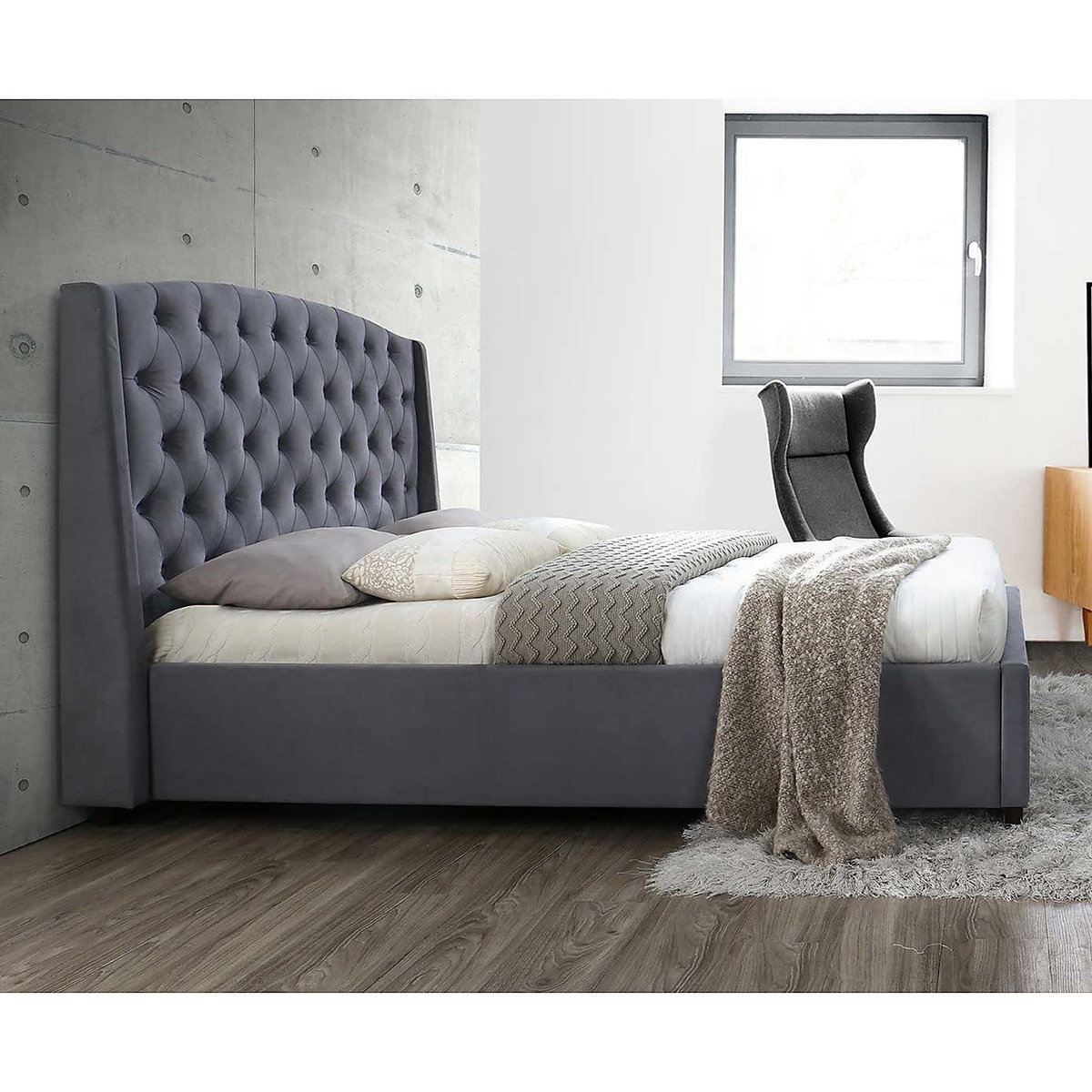 Balmoral Velvet Bed Frame Grey – image 6