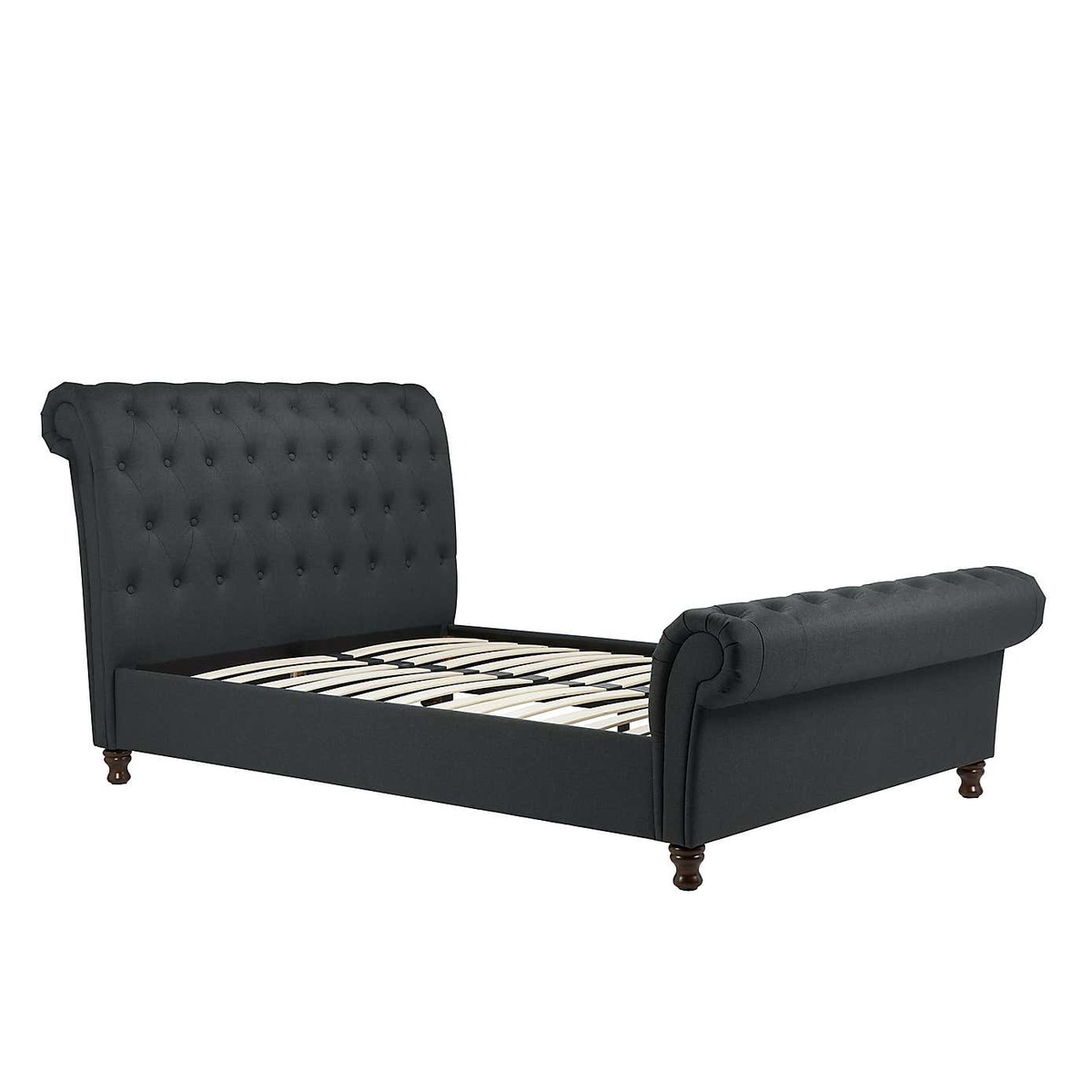 Castello Charcoal Sleigh Fabric Bed Frame Black – image 7