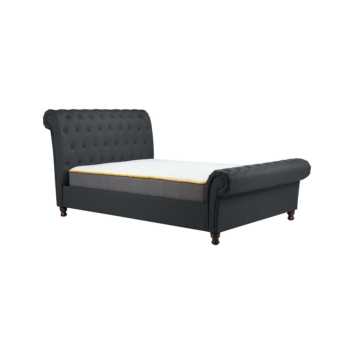 Castello Charcoal Sleigh Fabric Bed Frame Black – image 1