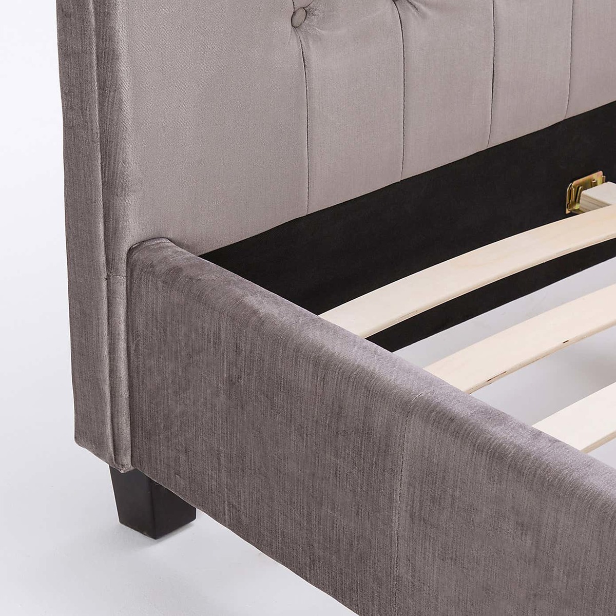 Orbit Silver Velvet Upholstered Bedstead Silver – image 2