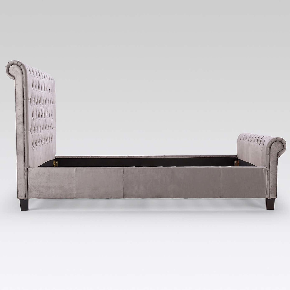 Orbit Silver Velvet Upholstered Bedstead Silver – image 3