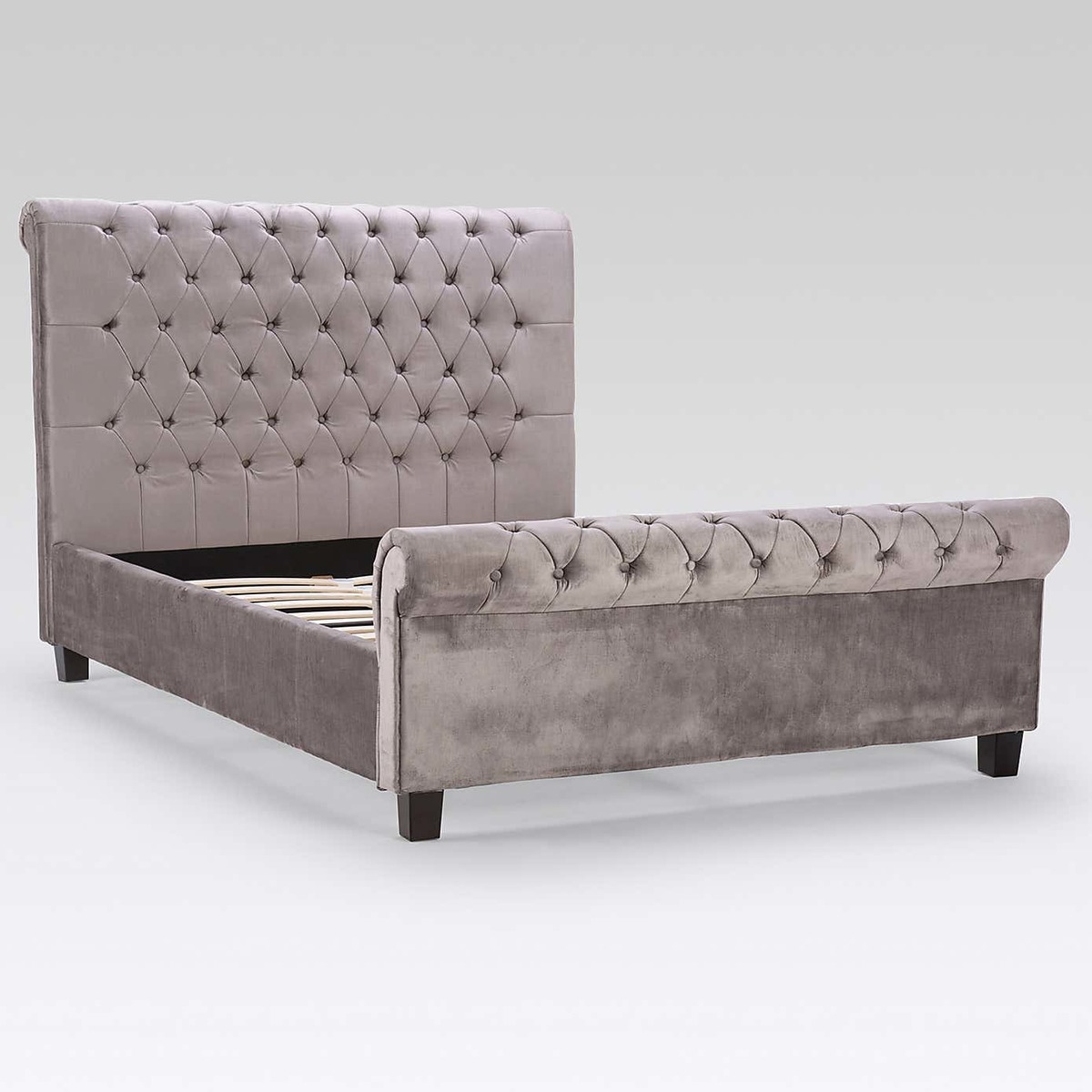Orbit Silver Velvet Upholstered Bedstead Silver – image 5