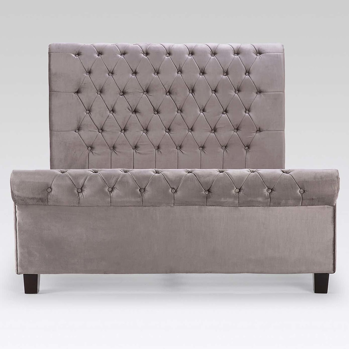 Orbit Silver Velvet Upholstered Bedstead Silver – image 6