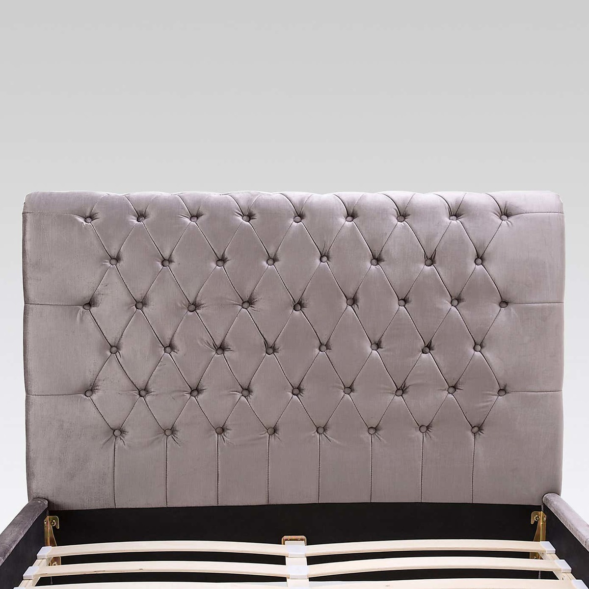 Orbit Silver Velvet Upholstered Bedstead Silver – image 9