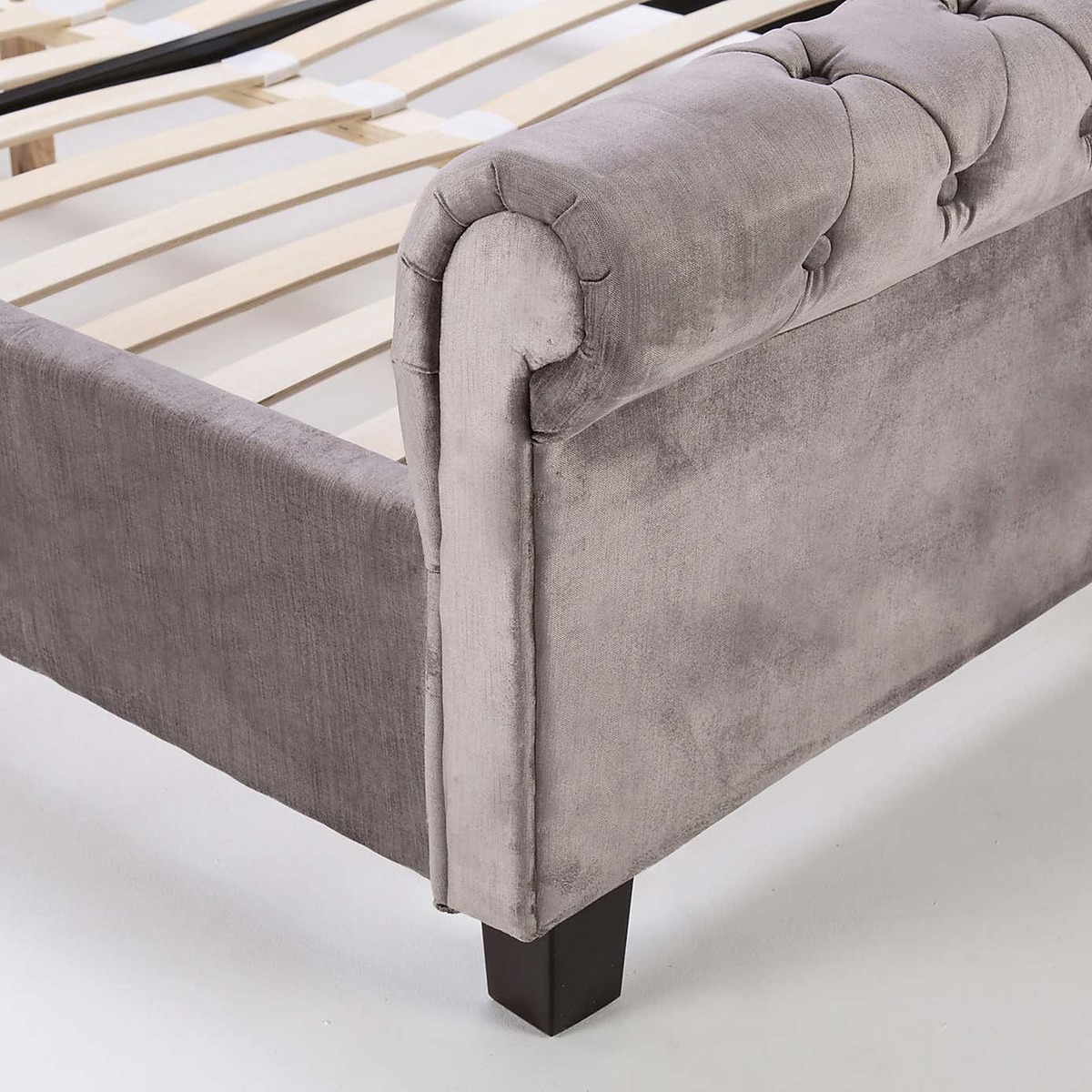 Orbit Silver Velvet Upholstered Bedstead Silver – image 10