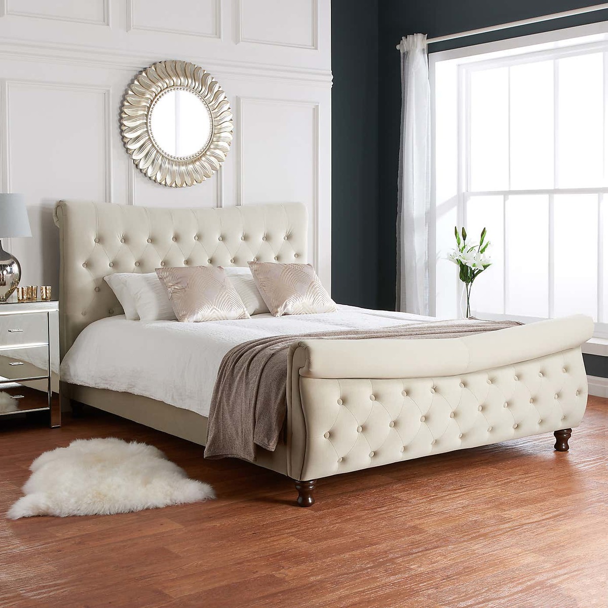 Copenhagen Fabric Bed Frame Warm Stone – image 5