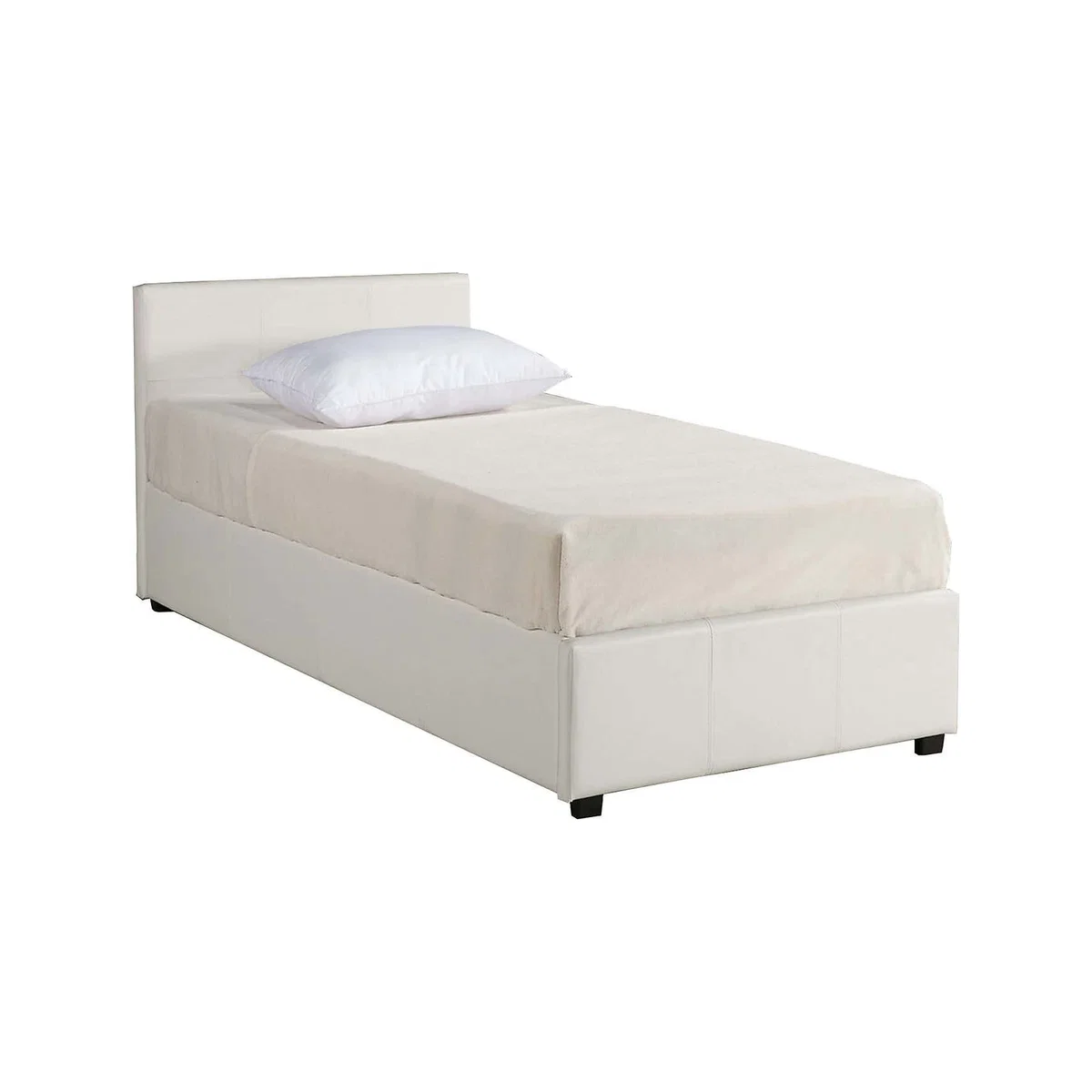 Toronto White Single Faux Leather Ottoman Bed White