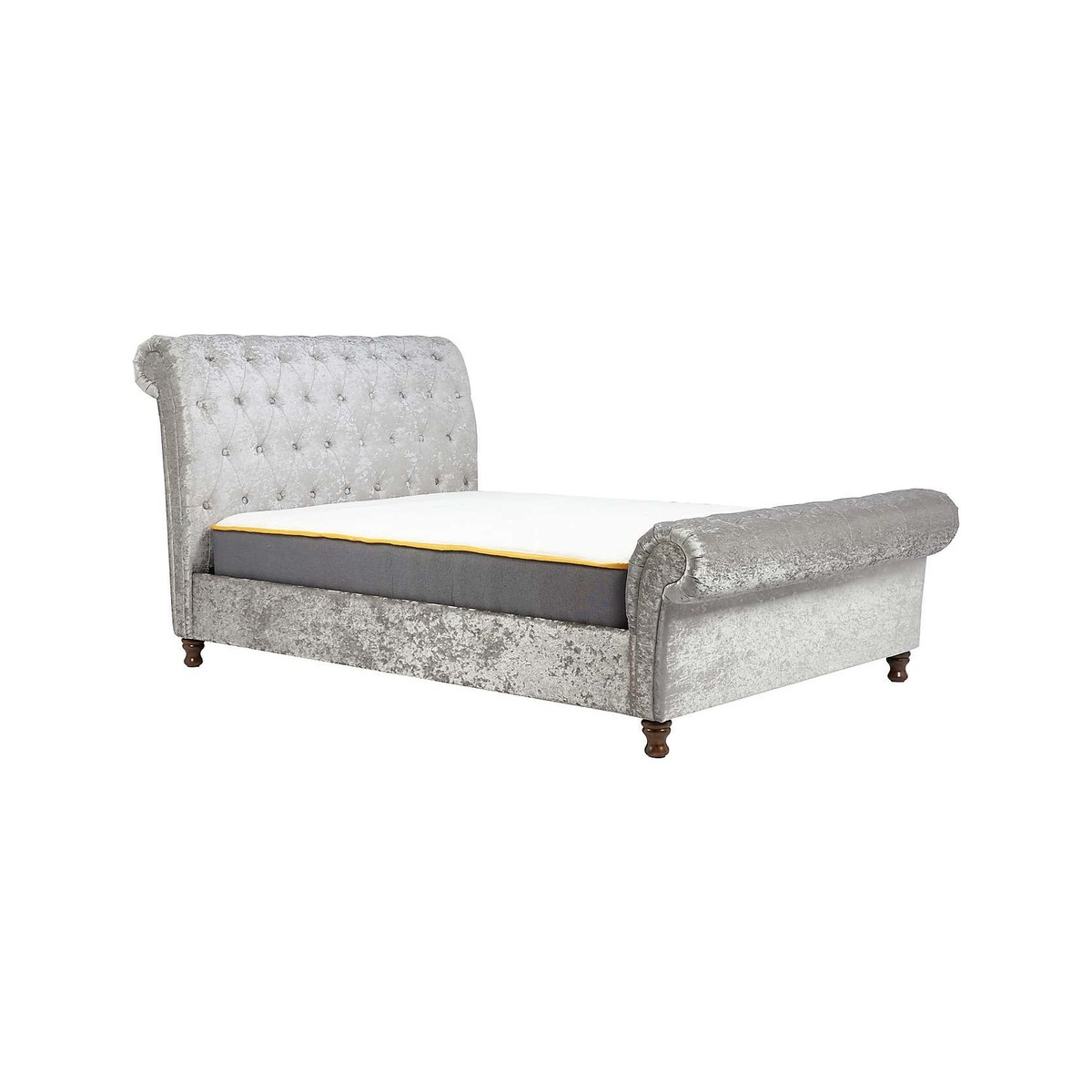 Castello Steel Sleigh Fabric Bed Frame Grey – image 1
