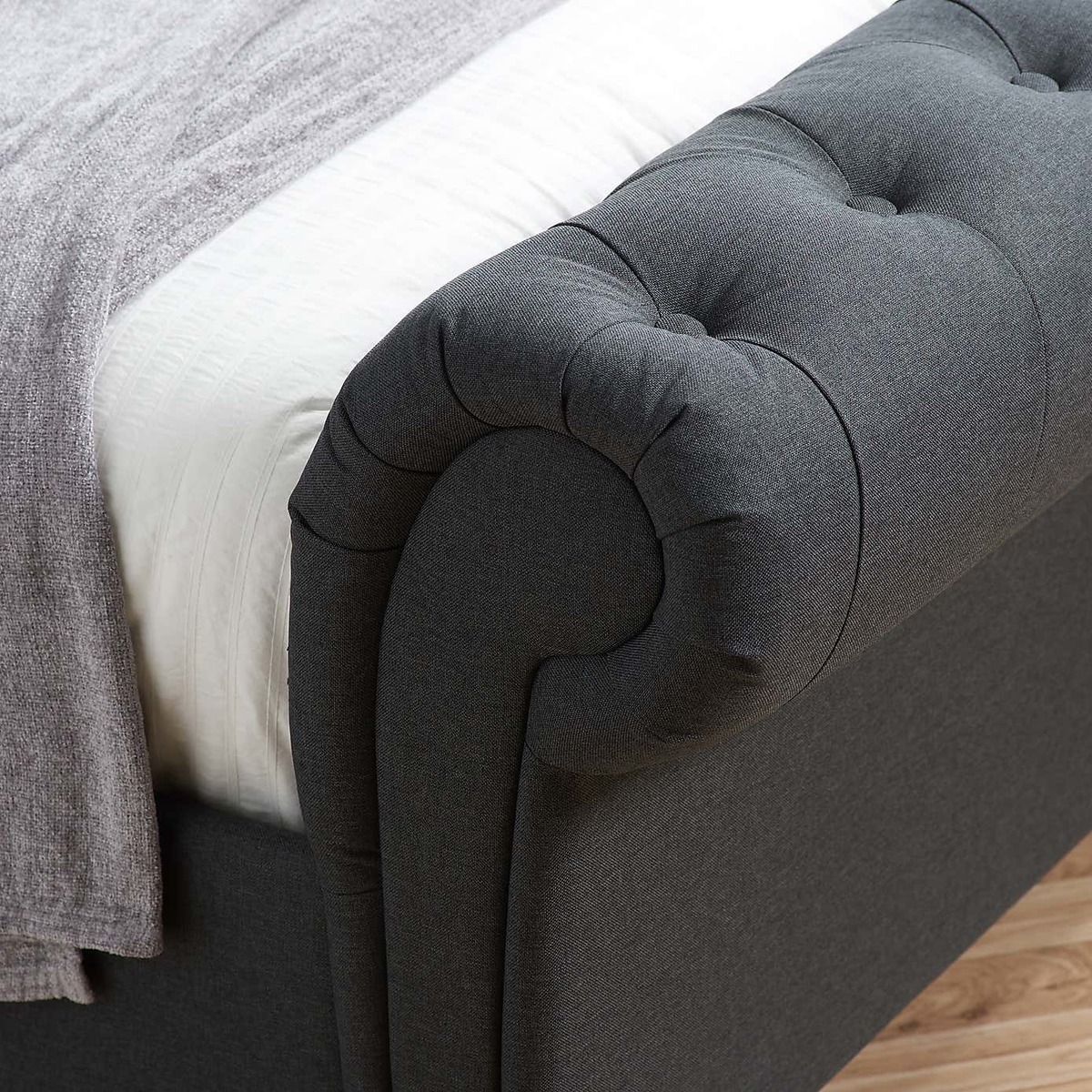 Castello Charcoal Sleigh Fabric Bed Frame Charcoal – image 3