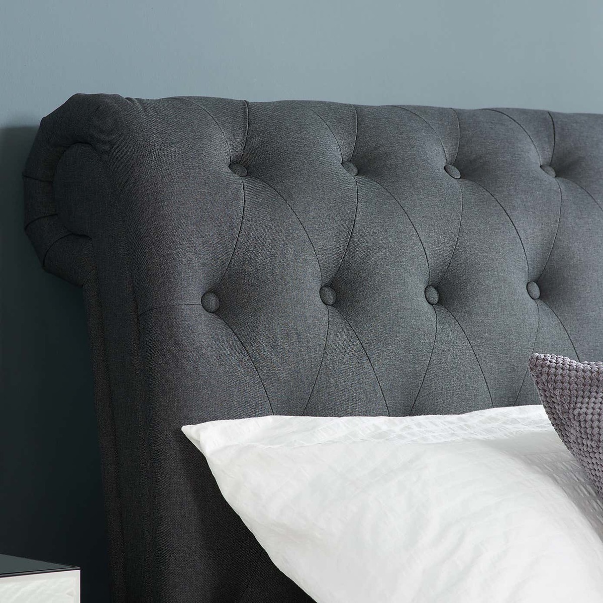 Castello Charcoal Sleigh Fabric Bed Frame Charcoal – image 10