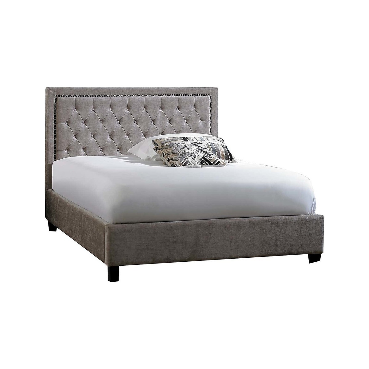 Rhea Mink Velvet Bedstead Black – image 1