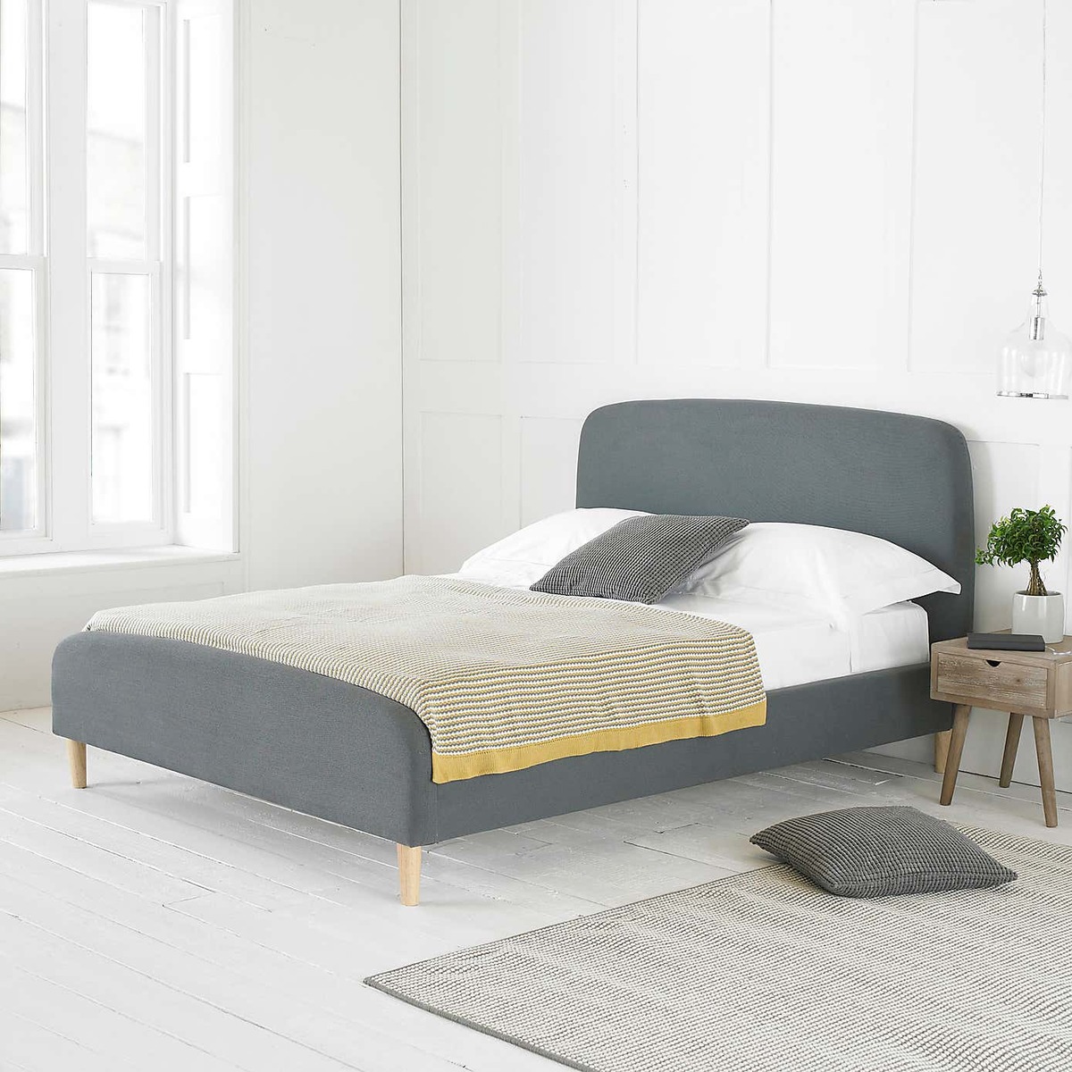 Barci Dark Grey Fabric Bed Frame Charcoal – image 3