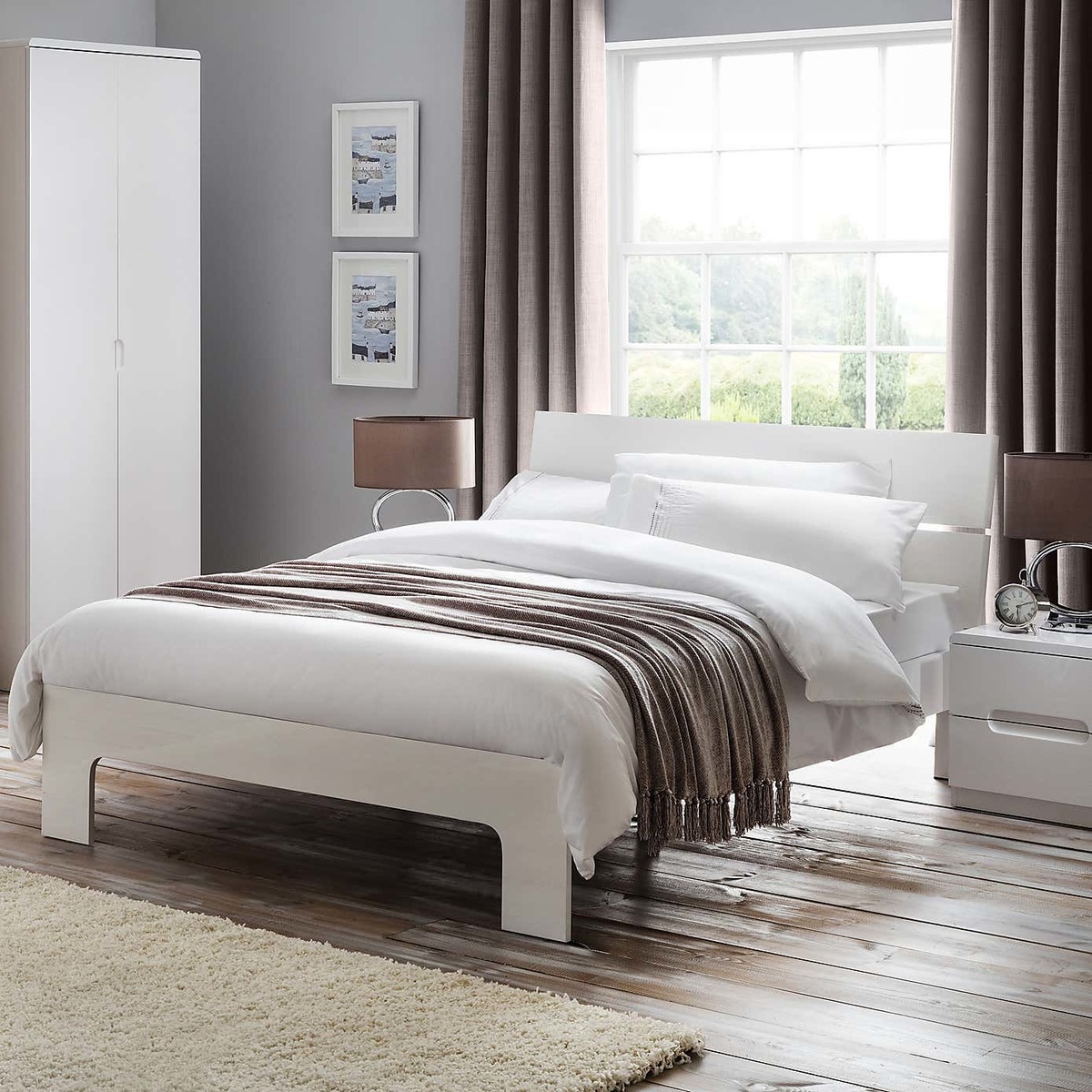 Manhattan High Gloss Bedstead White – image 3