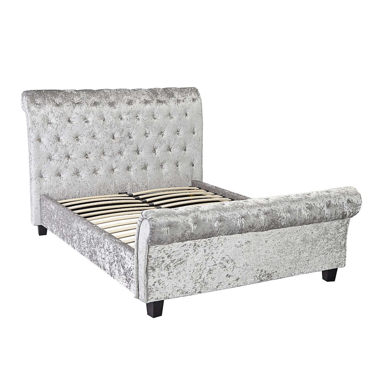 Isabella Velvet Bed Frame Silver – image 2