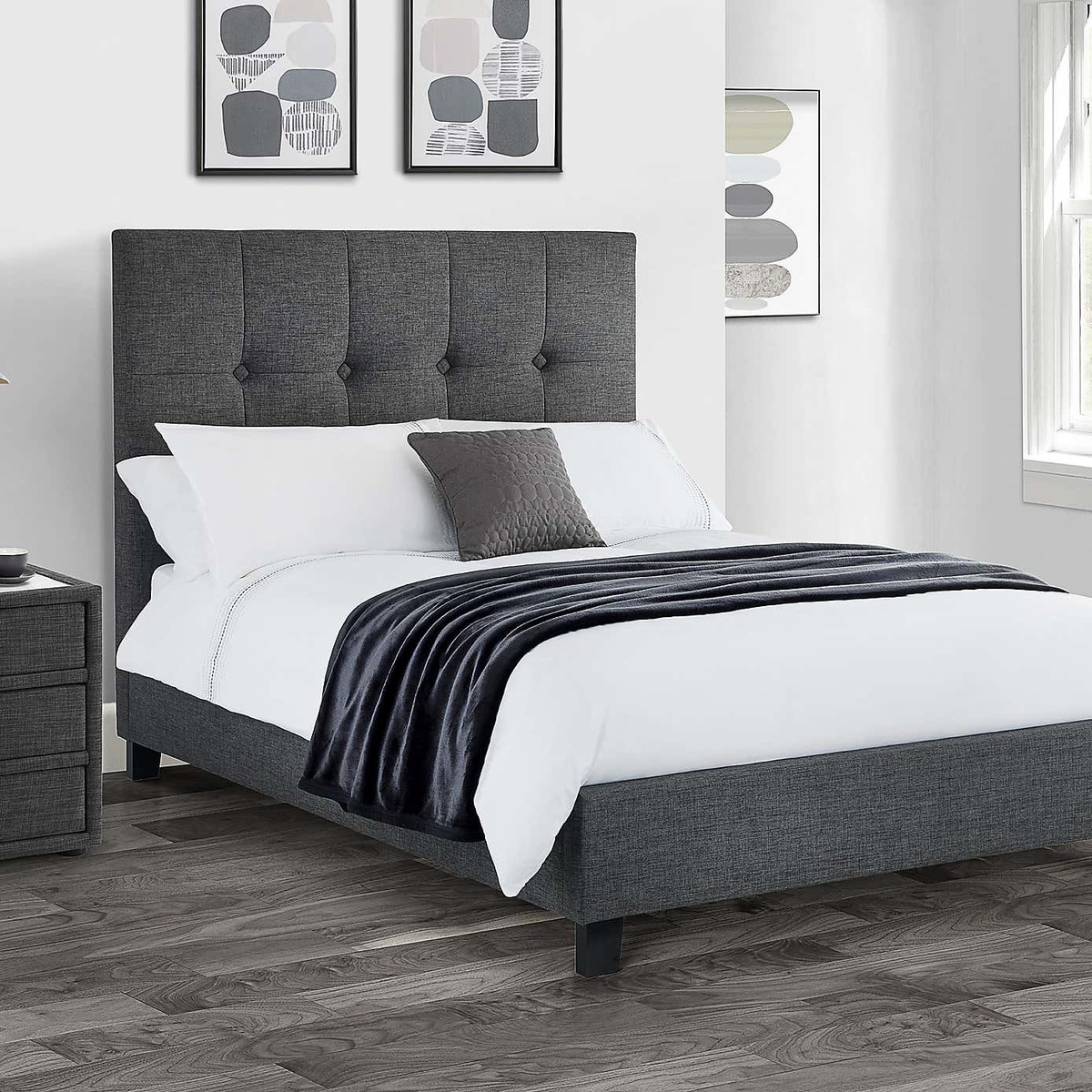 Sorrento Slate Grey Upholstered Bed Frame Grey – image 3