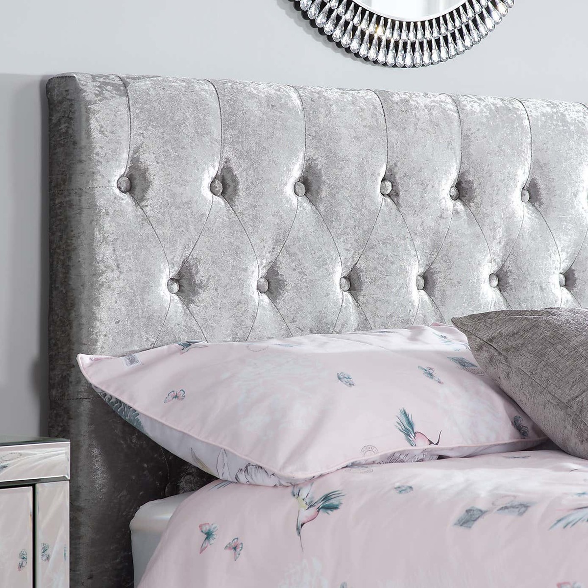 Cologne Crushed Velvet Bed Frame Grey – image 8