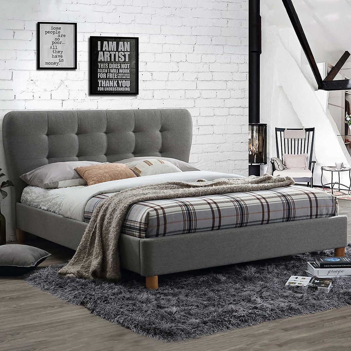 Stockholm Fabric Bed Frame Grey – image 2